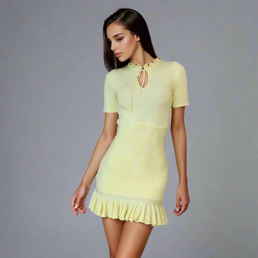 שמלת מיני אלגנטית עם שרוול קצר