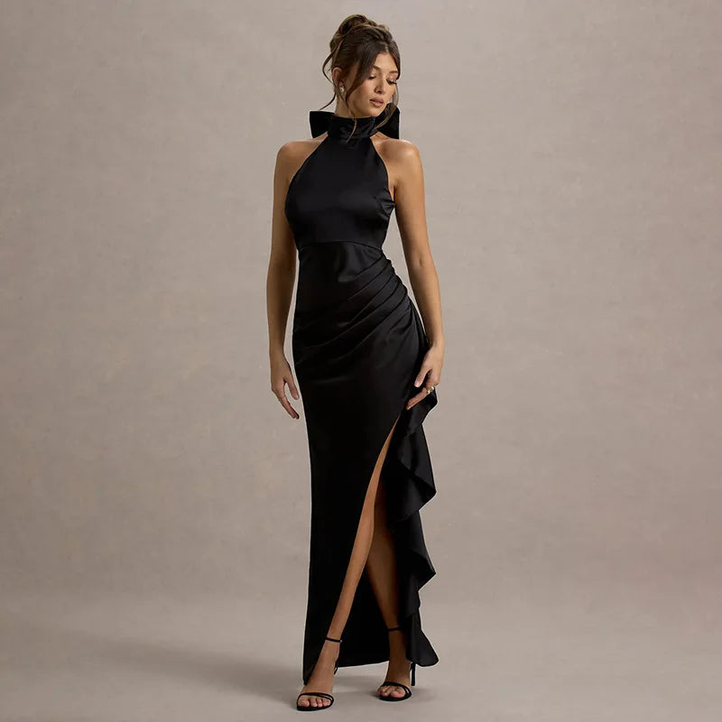 שמלת ערב קולר בשילוב שסע