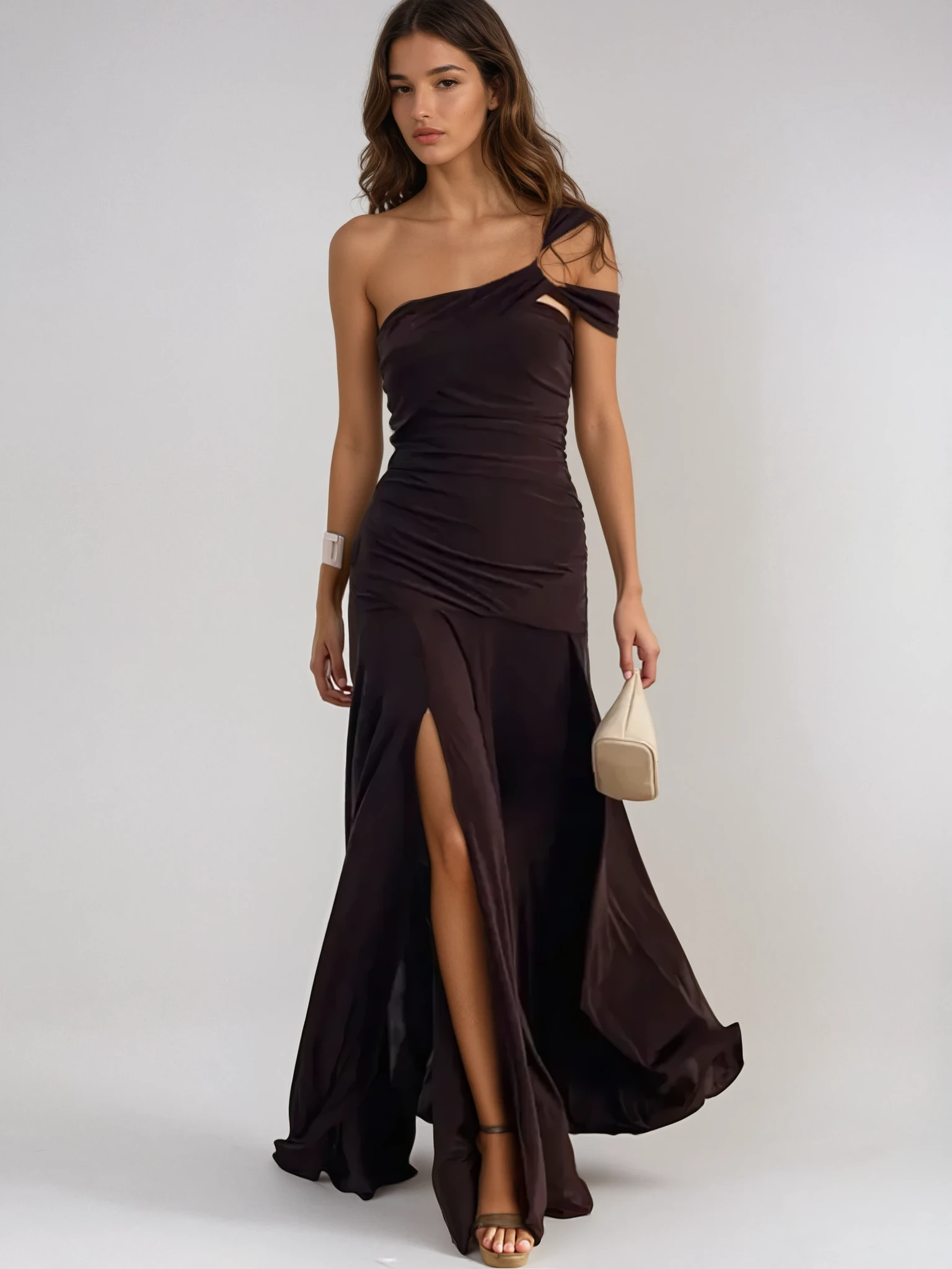 שמלת וואן שולדר עם שסע בגזרת מקסי