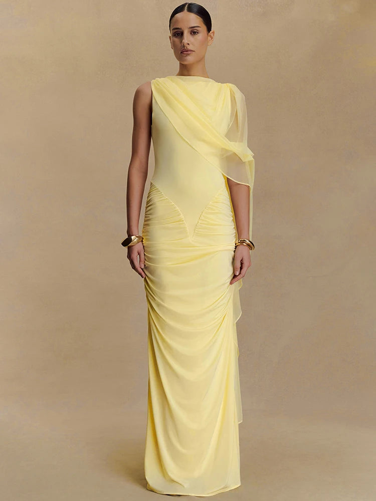 שמלת מקסי בתוספת וולנים