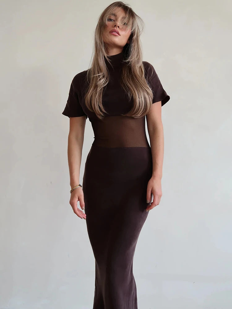 שמלת מקסי משולבת רשת - ליהי