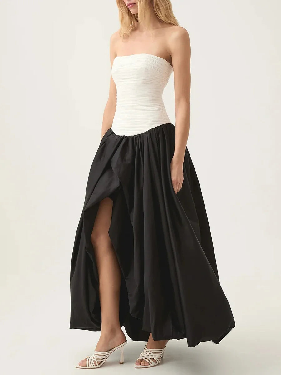 שמלת סטרפלס יוקרתית משולבת