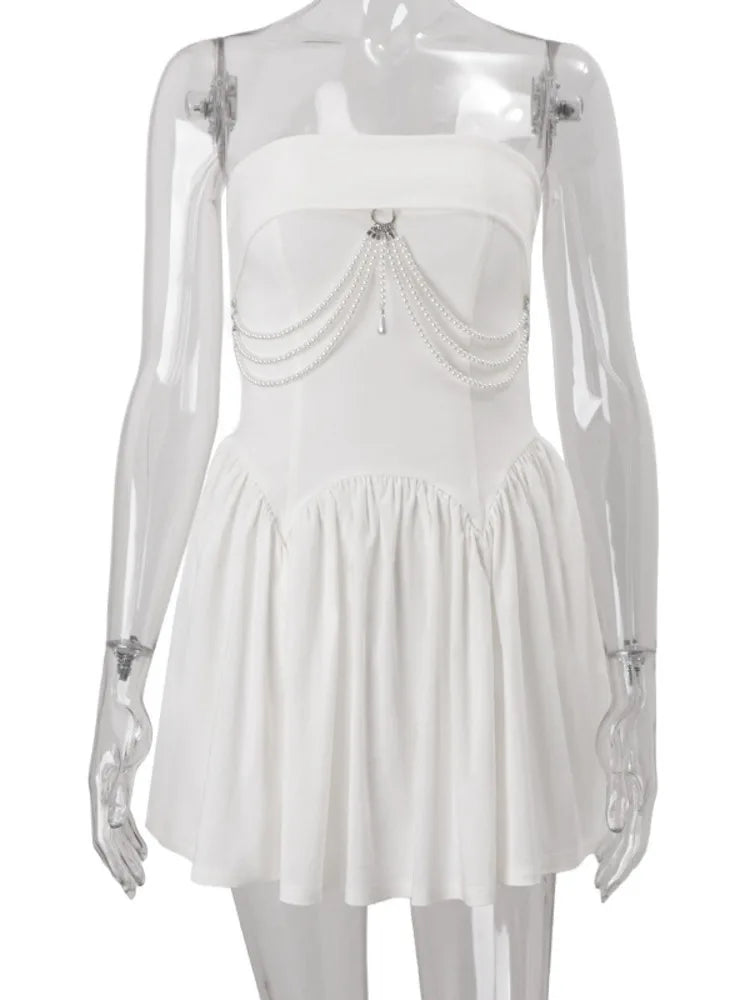 שמלת מיני סטרפלס יוקרתית