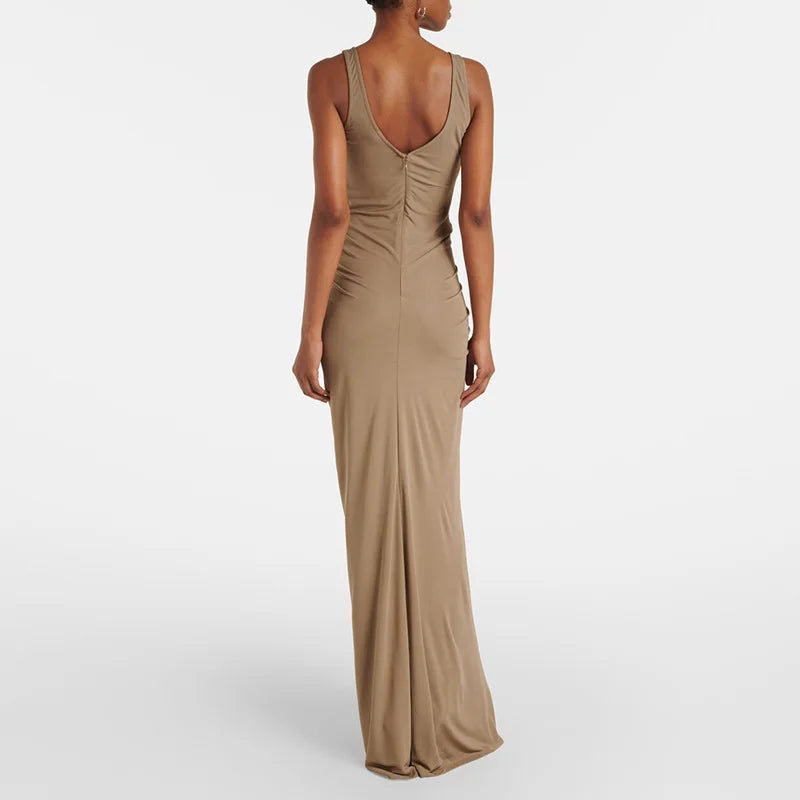 שמלת מקסי בשילוב קפלים - מיטל