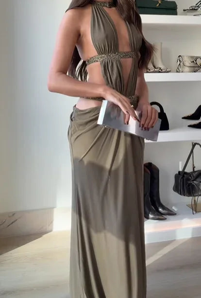 שמלת מקסי בשילוב חיתוכים - שרה
