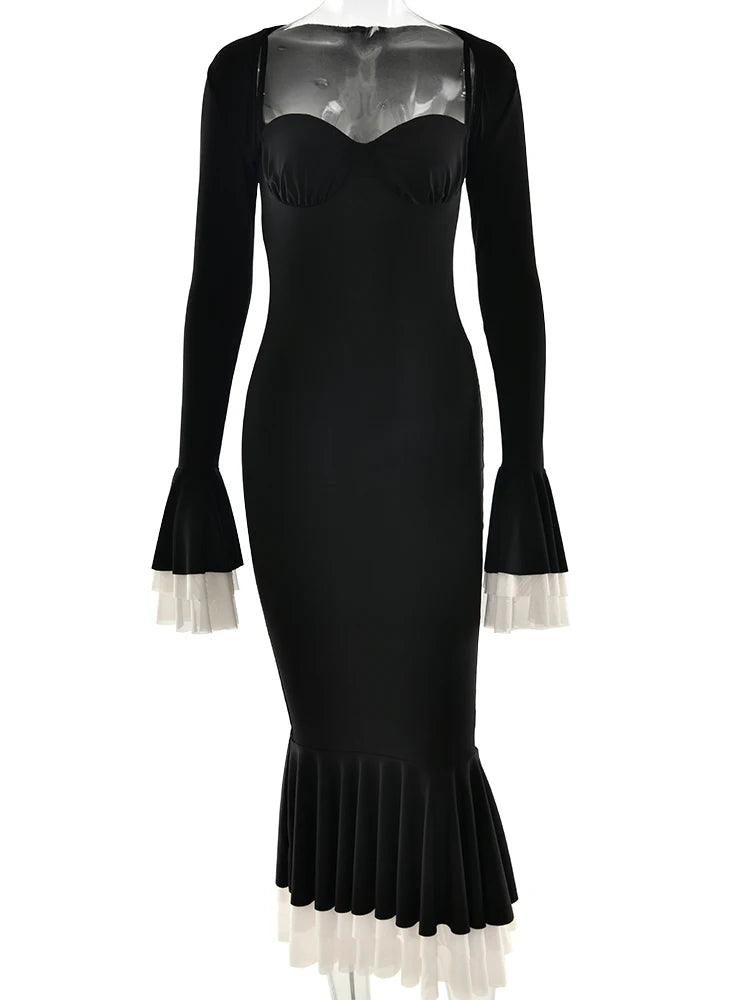 שמלת מידי עם מחשוף מרובע