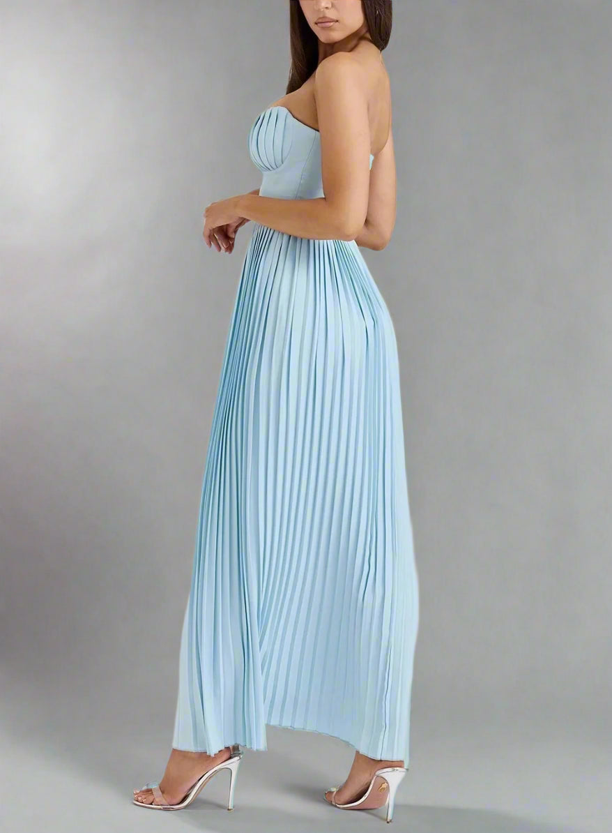 שמלת קרפ סטרפלס יוקרתית