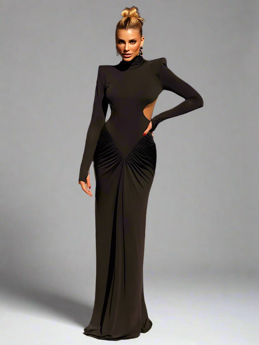 שמלת מקסי עם חיתוכי מותן