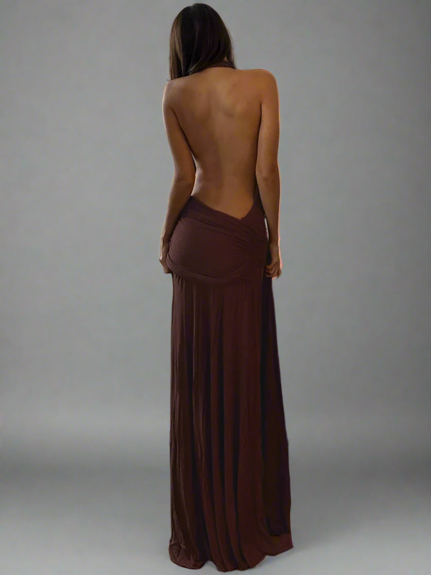 שמלת מקסי עם מחשוף וי נשפך