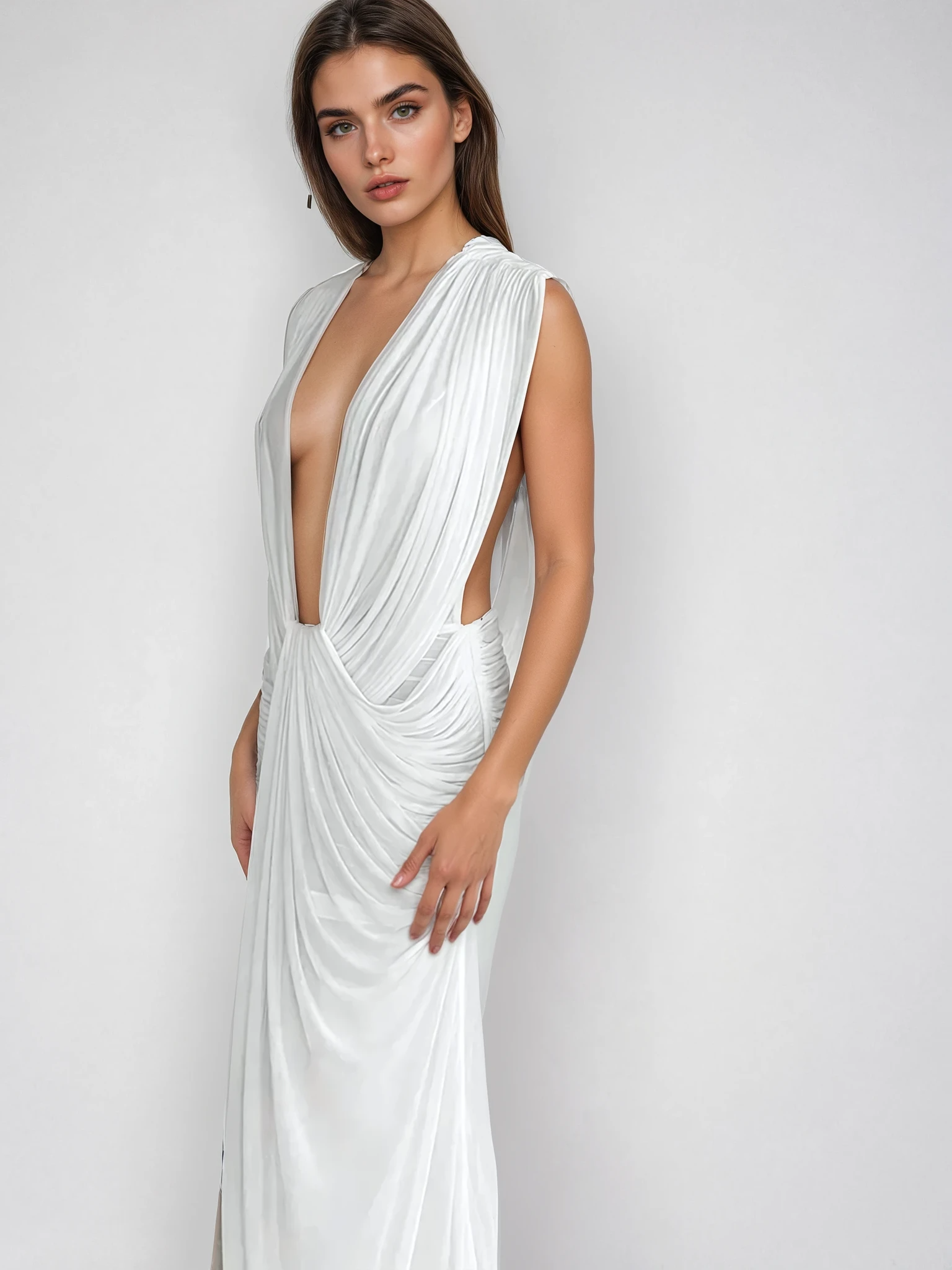 שמלת מקסי יוקרתית עם חיתוכי מותן