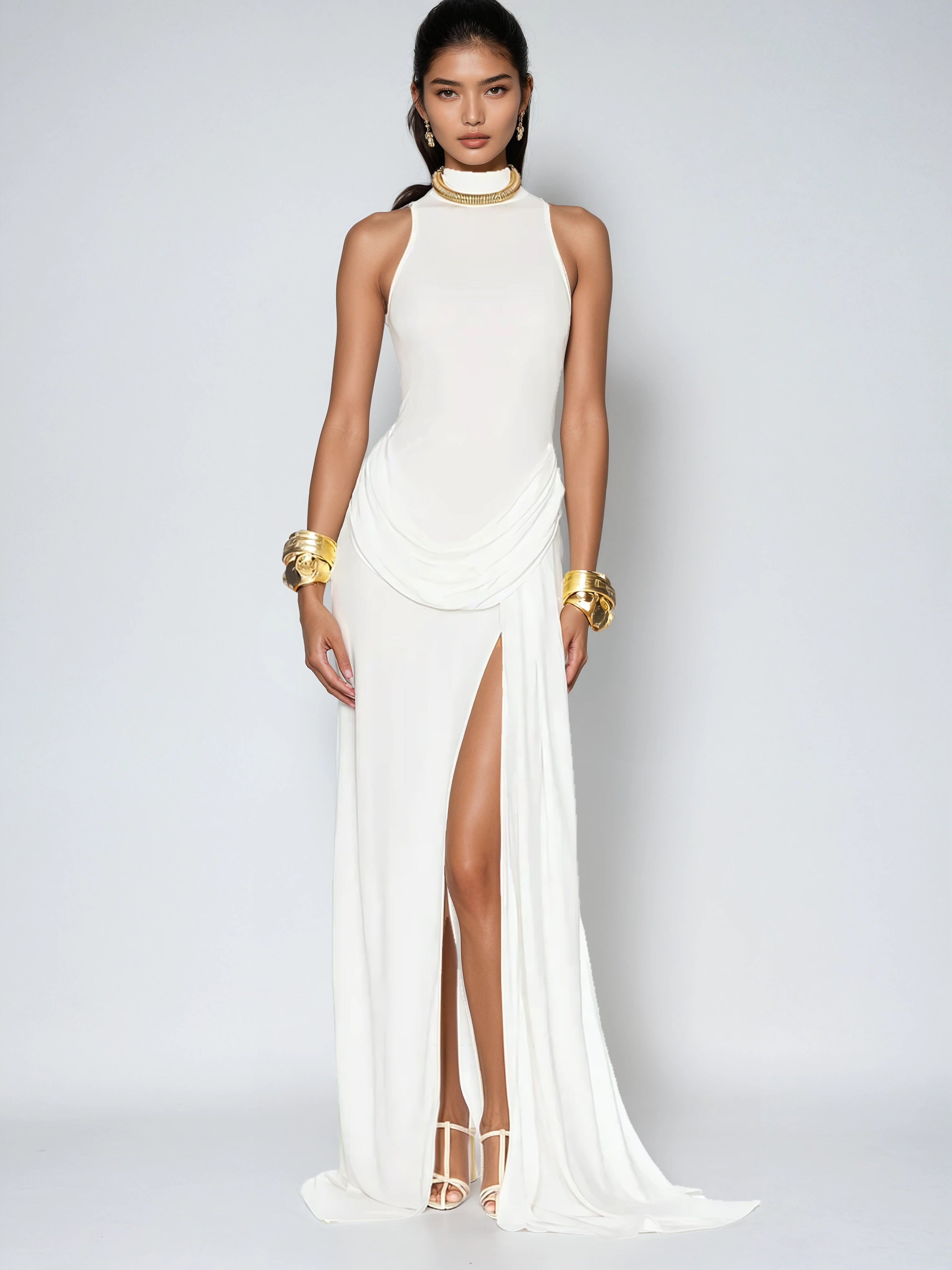 שמלת מקסי עם שסע עמוק