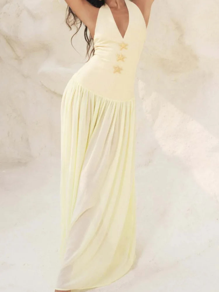 שמלת מקסי עם עיטורי כוכב