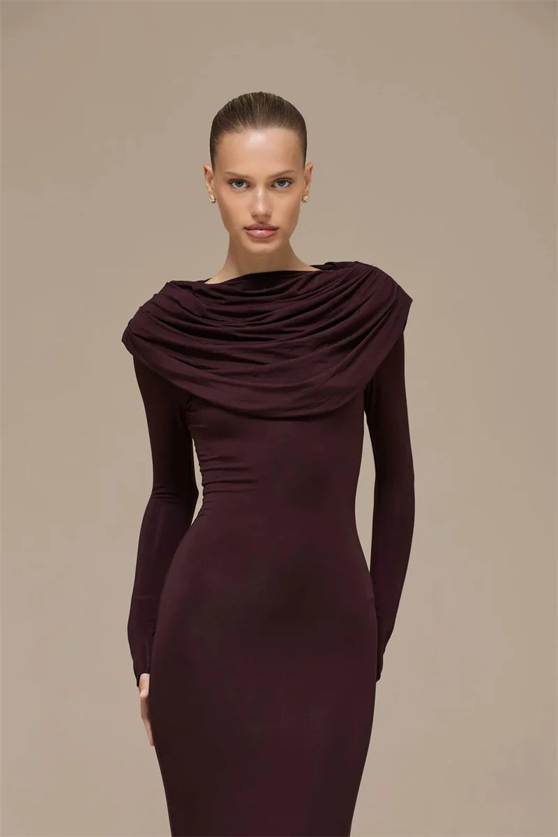 שמלה אלגנטית בשילוב צווארון כפלים - אביב