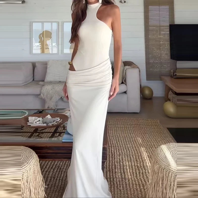 שמלת מקסי חיתוכים אלגנטית