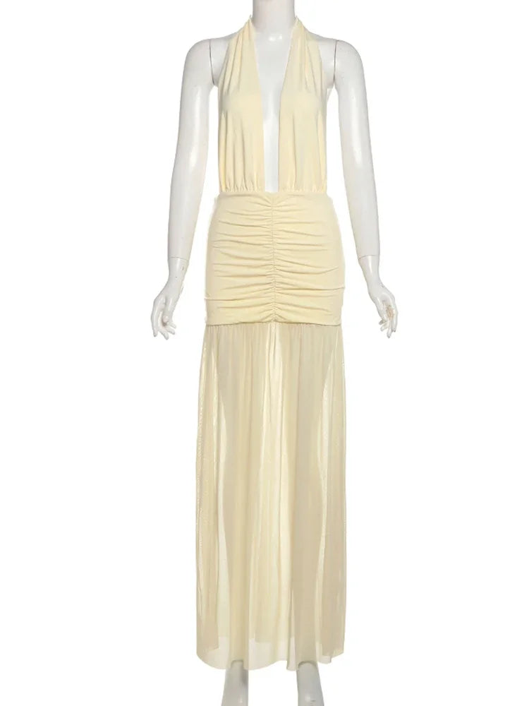 שמלת מקסי בגזרת הלטר נשפכת