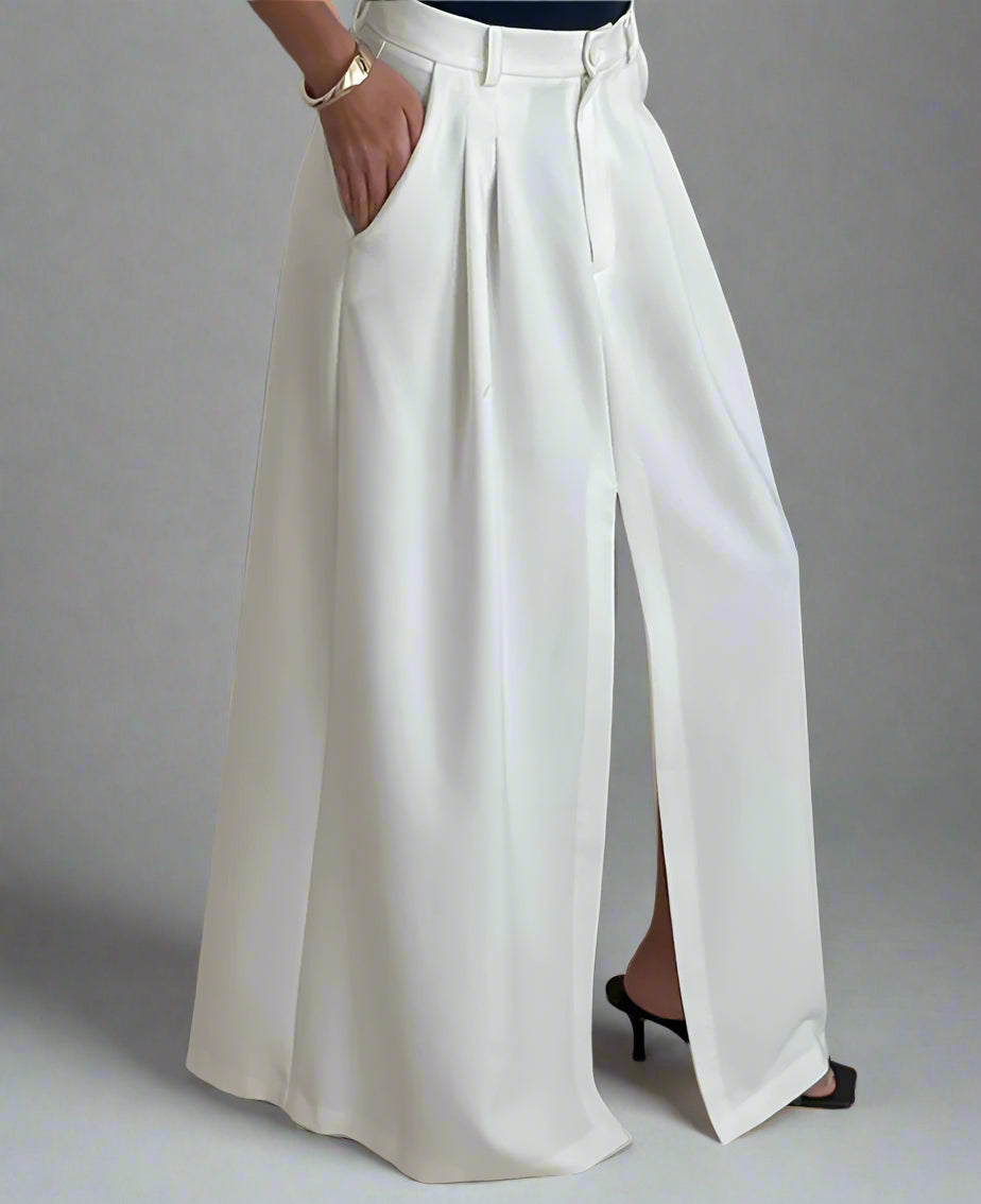 חצאית מקסי לבנה עם שסע