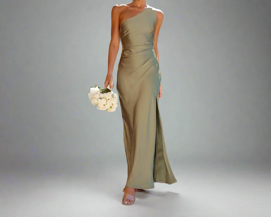 שמלת מקסי סאטן וואן שולדר