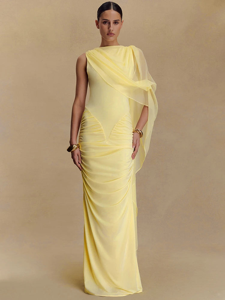 שמלת מקסי בתוספת וולנים