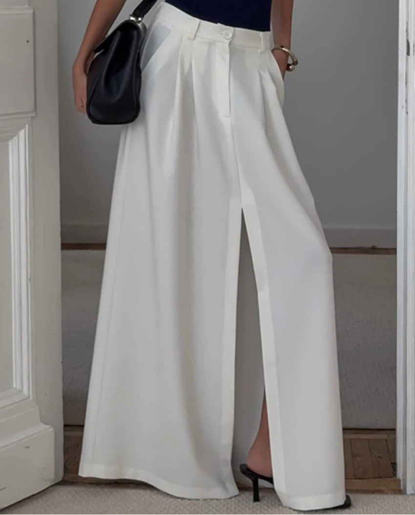 חצאית מקסי לבנה עם שסע