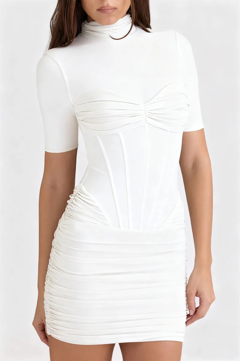 שמלת רשת בשילוב צווארון גולף - רונה