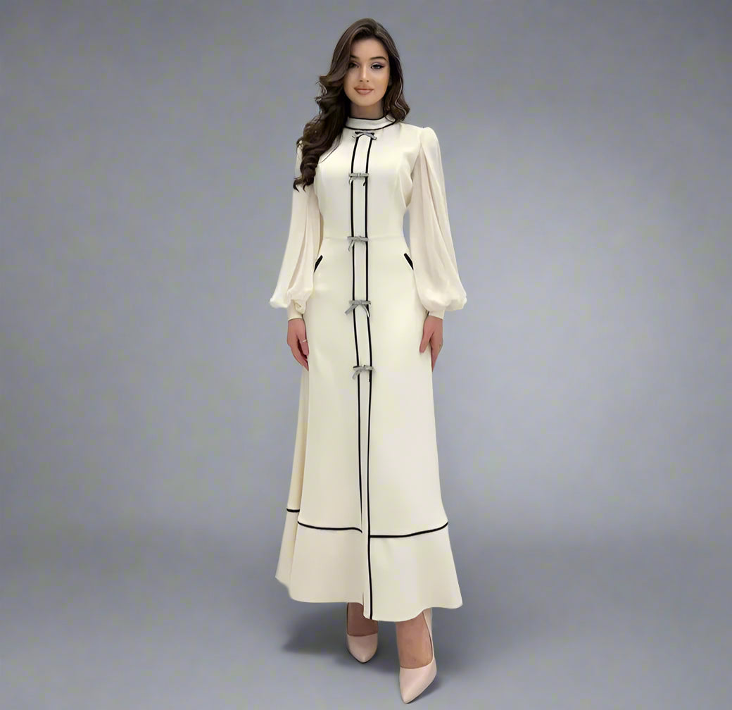 שמלת מקסי יוקרתית מעוטרת