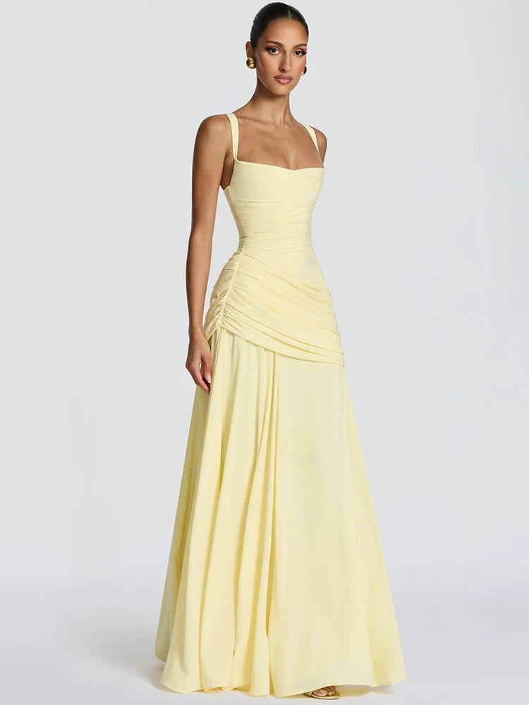 Mozision Off-shoulder Backless Sexy Maxi Dress Women Elegant Strapless Sleeveless Bodycon Ruched Club Party Long Dresses Female