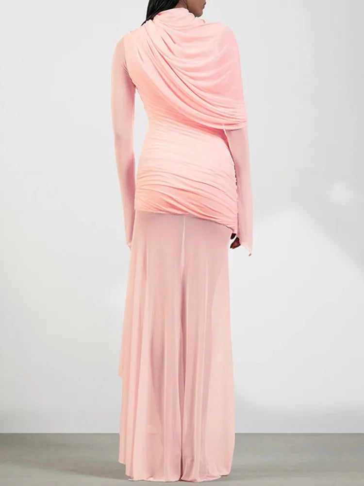 שמלת מקסי מעוטרת וולנים