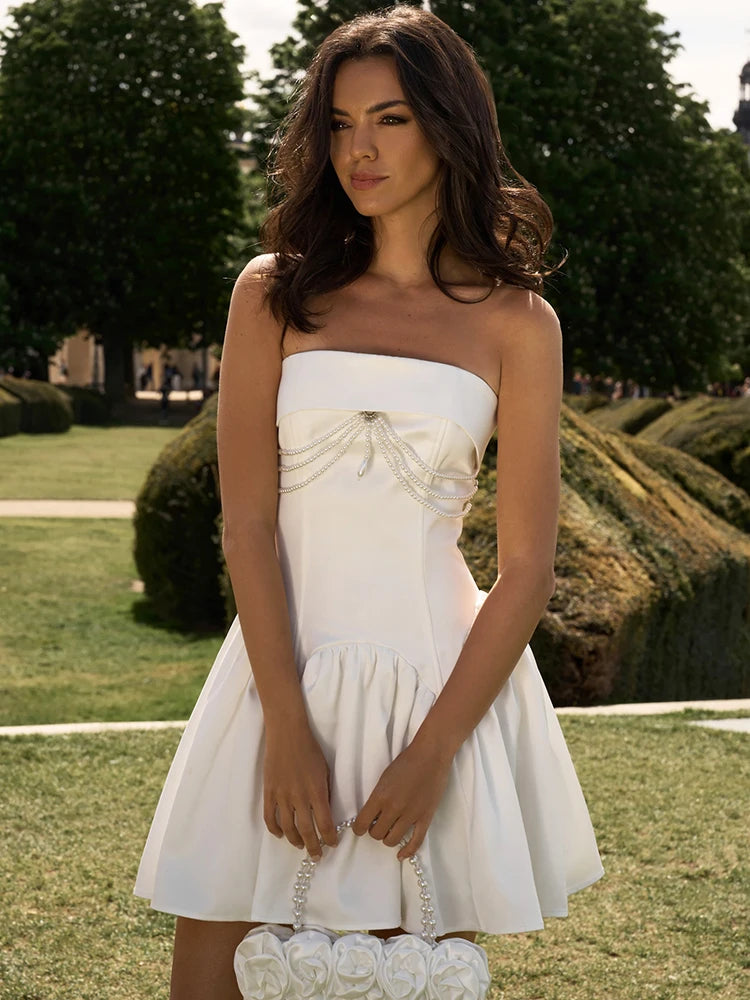 שמלת מיני סטרפלס יוקרתית