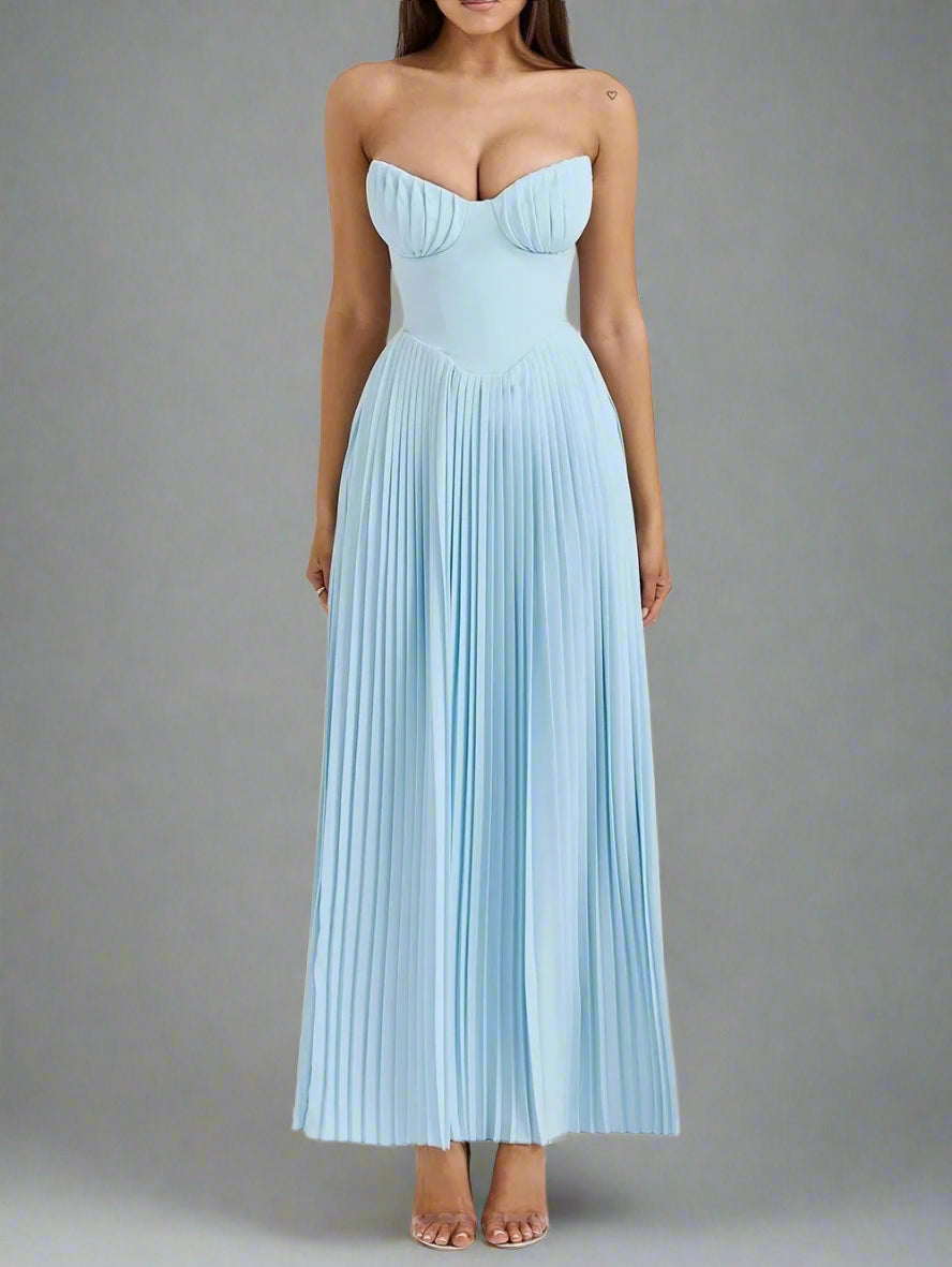 שמלת קרפ סטרפלס יוקרתית