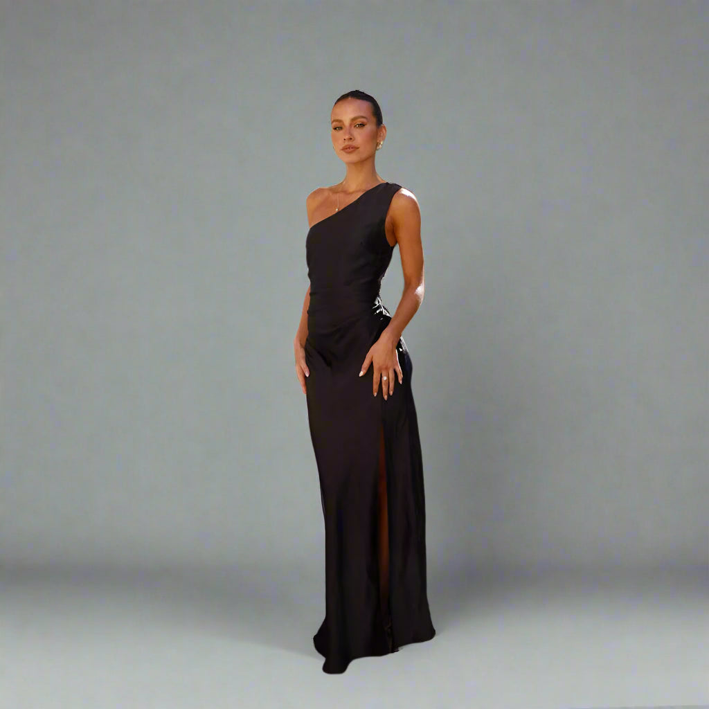 שמלת מקסי סאטן וואן שולדר