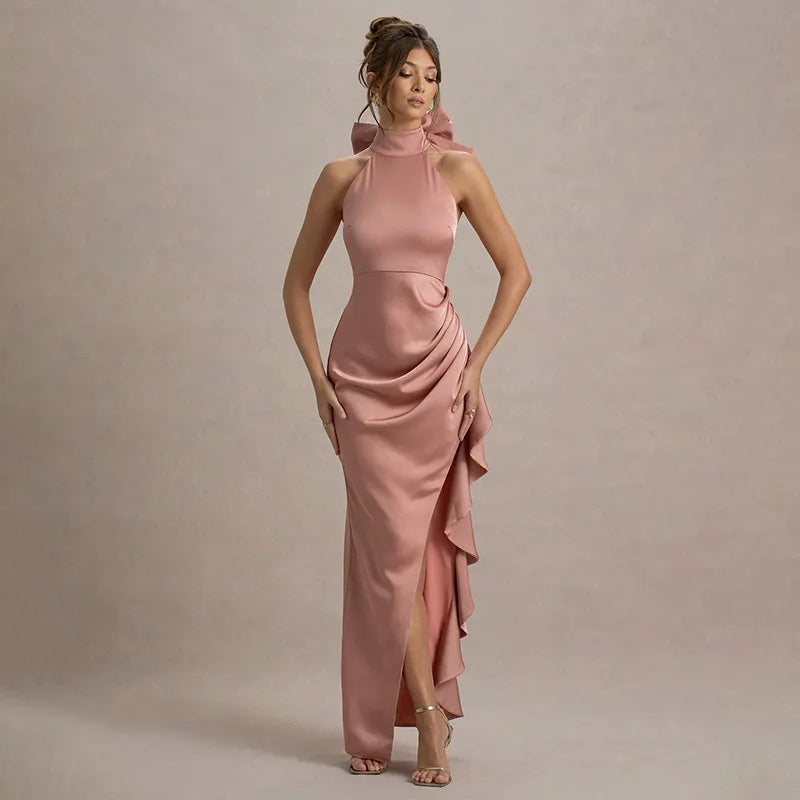 שמלת ערב קולר בשילוב שסע