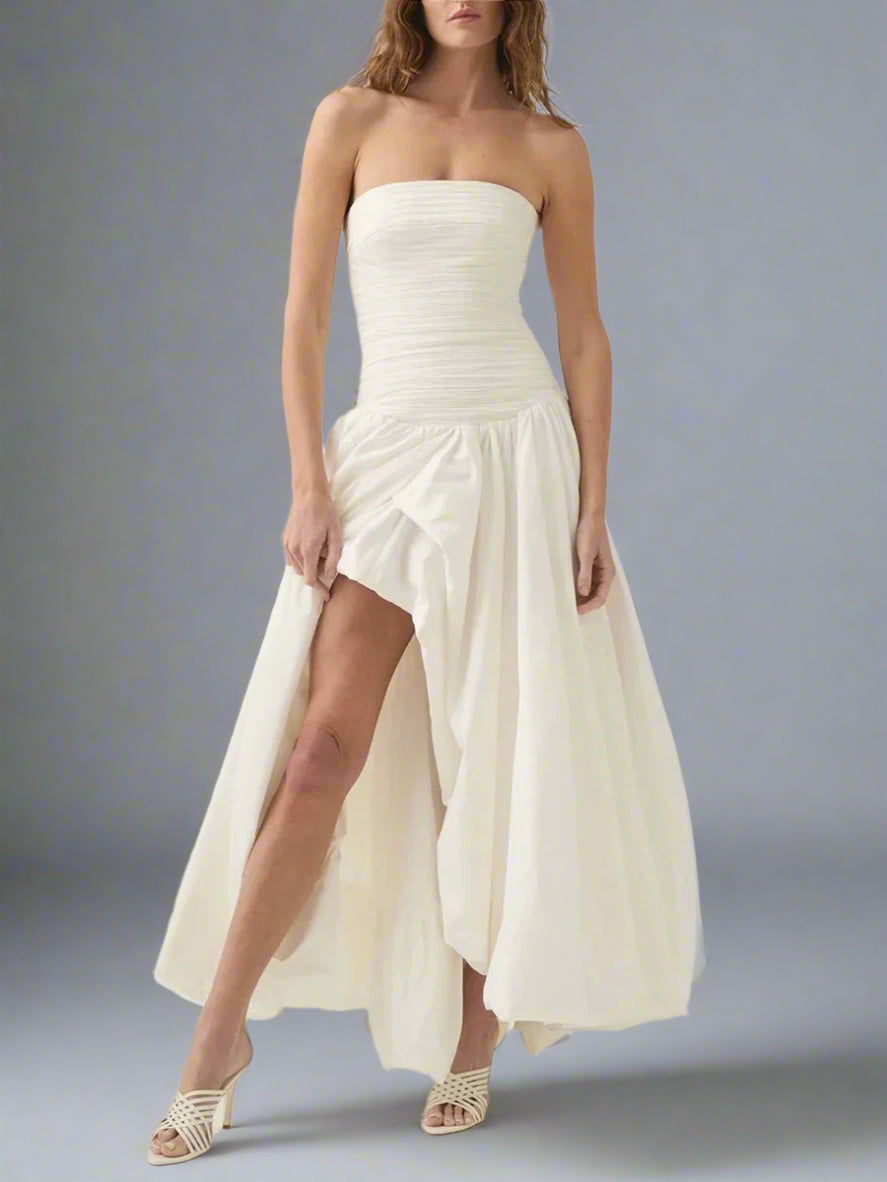 שמלת סטרפלס יוקרתית משולבת