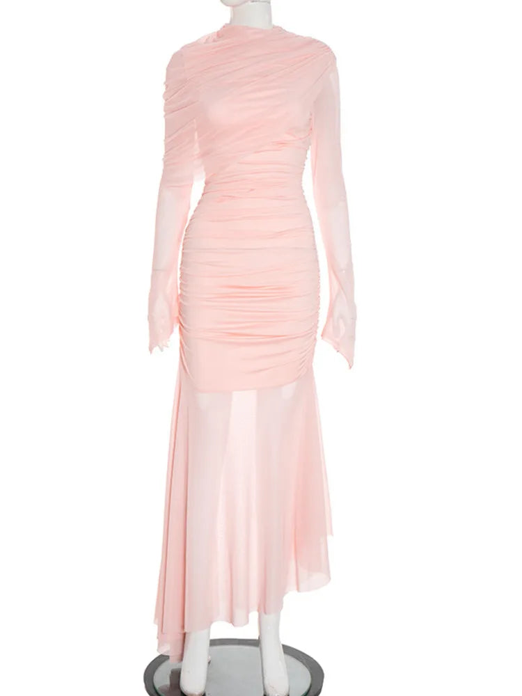 שמלת מקסי מעוטרת וולנים