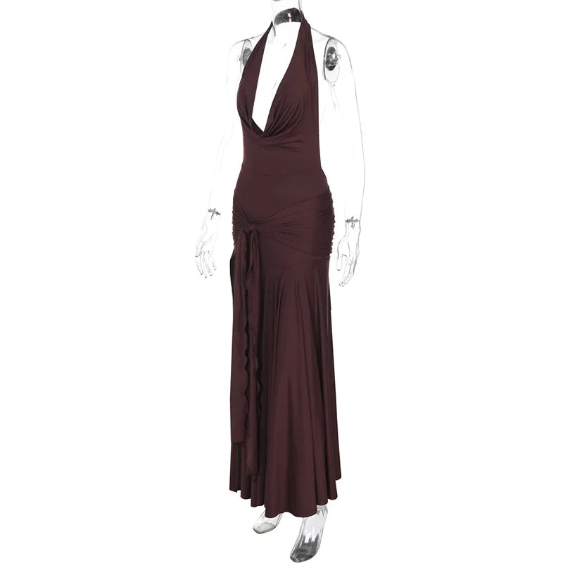 שמלת מקסי עם מחשוף וי נשפך