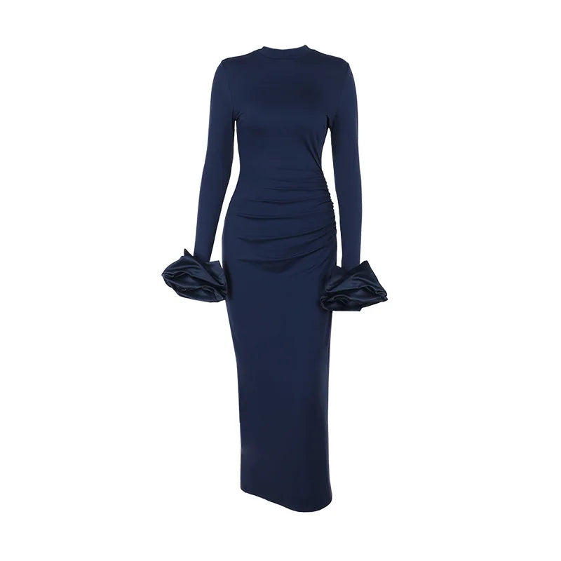 שמלת ערב בסיומת פרח בשרוולים