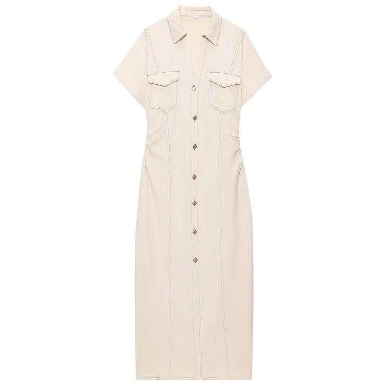 שמלת מידי מכופתרת