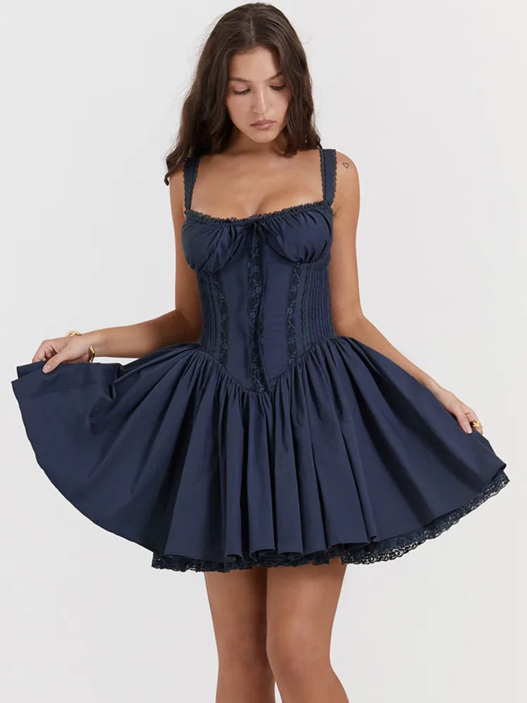 Mozision Elegant Spaghetti Strap Backless Sexy Mini Dress For Women Fashion Strapless Backless A-line Bodycon Club Party Dress