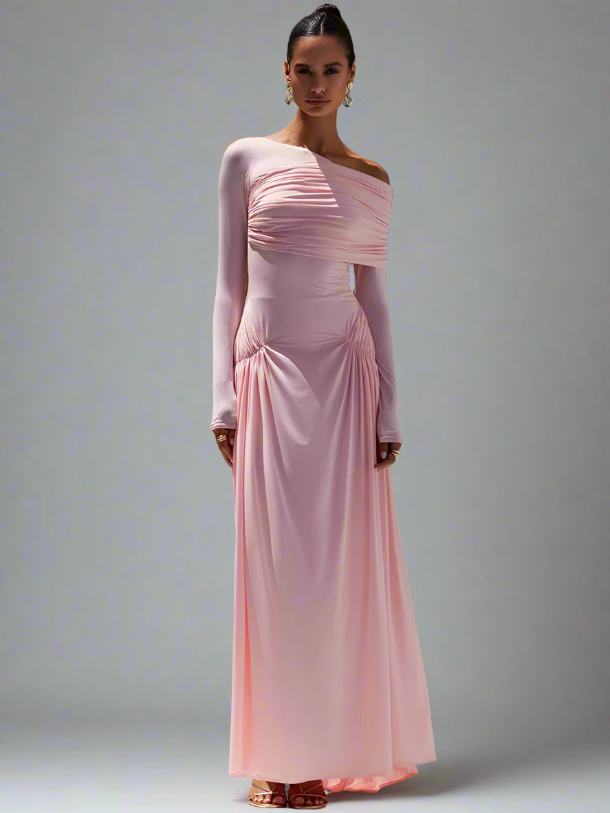 שמלת מקסי עם שרוולים ארוכים