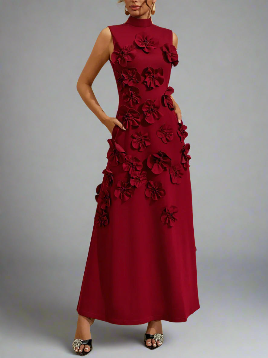 שמלת מקסי יוקרתית בעיטור פרחים