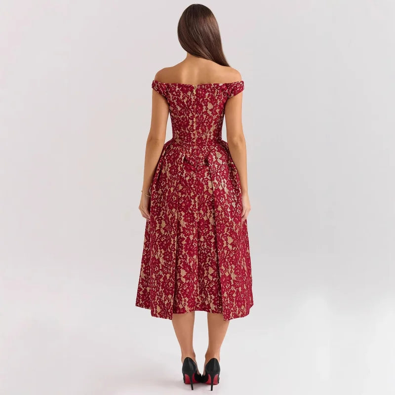 שמלת סטרפלס פעמון תחרה