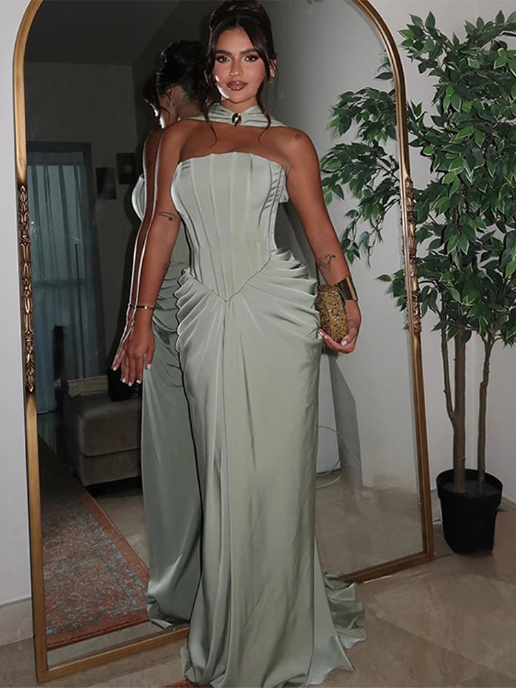 שמלת מקסי אלגנטית מחטבת