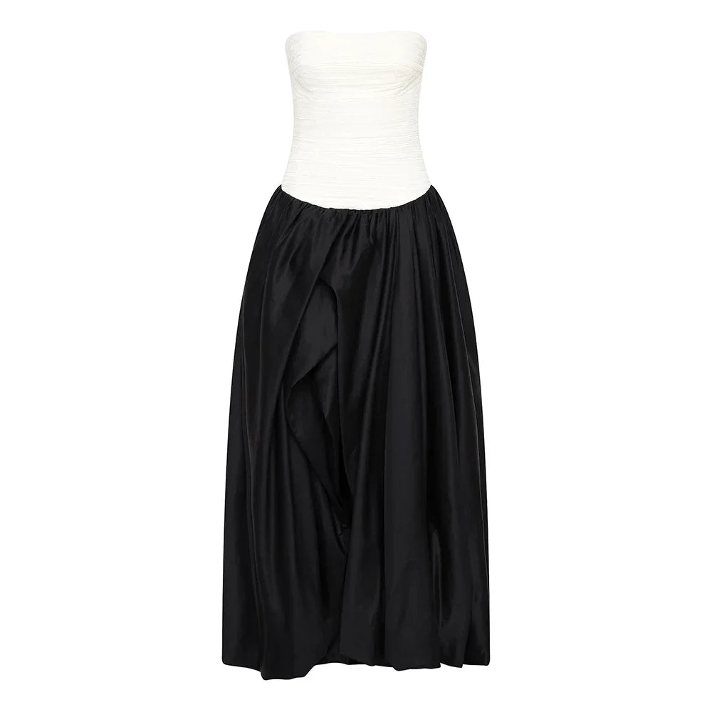 שמלת סטרפלס יוקרתית משולבת