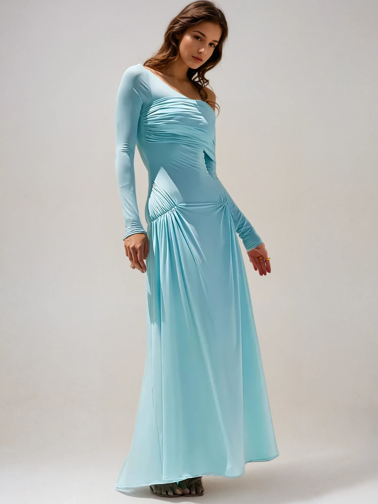 שמלת מקסי עם שרוולים ארוכים