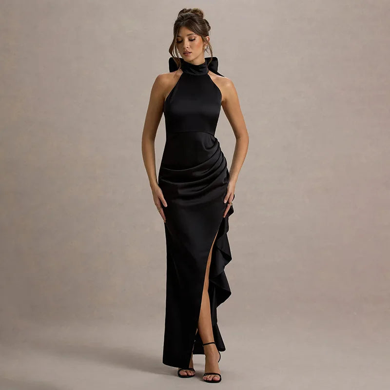 שמלת ערב קולר בשילוב שסע