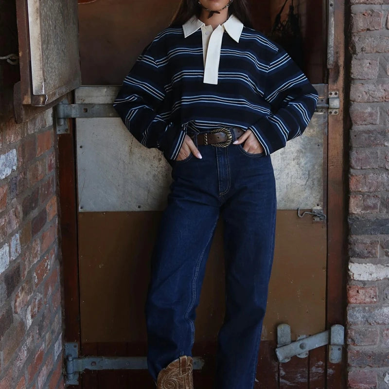 חולצת פסים עם צווארון- בוורלי