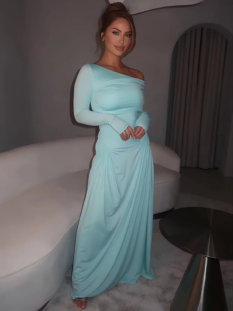 שמלת מקסי עם שרוולים ארוכים