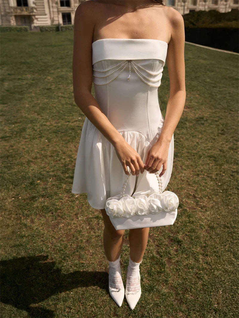 שמלת מיני סטרפלס יוקרתית