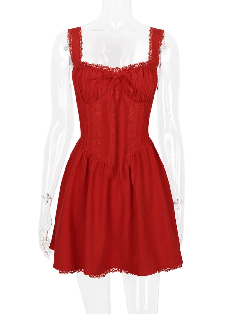 Mozision Elegant Spaghetti Strap Backless Sexy Mini Dress For Women Fashion Strapless Backless A-line Bodycon Club Party Dress