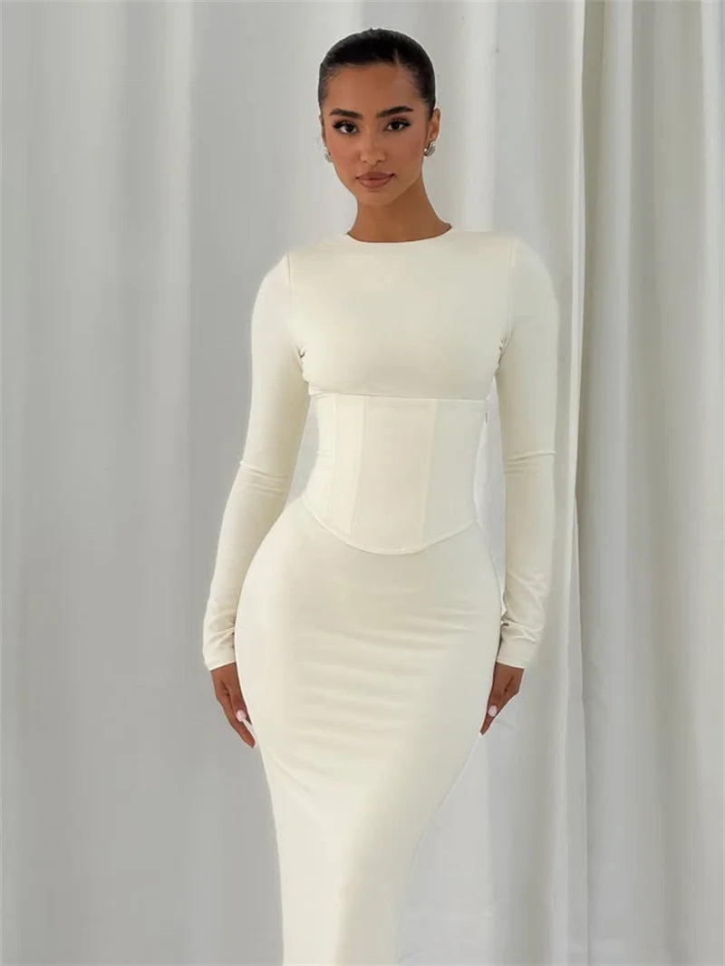 שמלת מקסי משולבת מחוך - קמילה