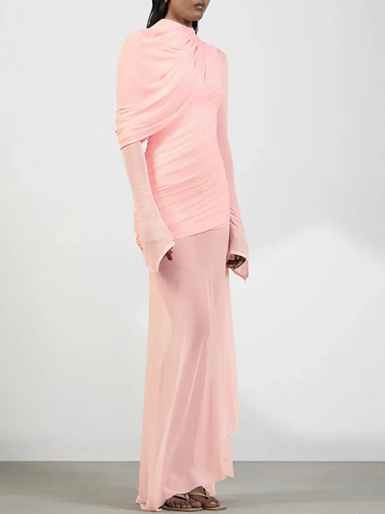 שמלת מקסי מעוטרת וולנים